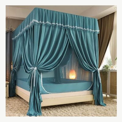 2-in-1 Canopy Mosquito net with Metal Support, Bedroom Decoration Single Double Bed Bed Curtain Suitable for Year-Round use (Color : Green-1, Size : 150X200CM)