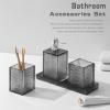 Haocoott Bathroom Accessories Set, 4Pcs Hand Soap Dispenser and Toothbrush Holder Set, Tumbler Mouthwash Cup, Vanity Tray for Modern Home Decor Bathroom Countertop Organizer (Gray) view 2