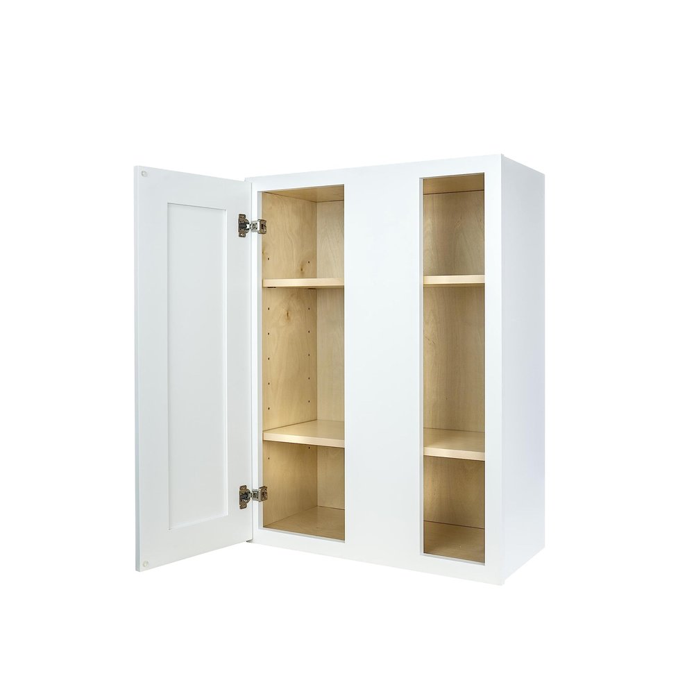 Hollywood Fabiani Design Shaker Blind Corner Wall Kitchen Cabinet Ready to Assemble, 27 in. W x 12 in. D x 36 in. H, White
