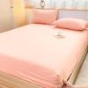 FCLDESHOP Elastic All Around,Pure Cotton Solid Color Deep Pocket Mattress Protector, Bedroom Hotel Washed Cotton Mattress Bag Pillowcase,Pink,120 * 200cm (1pcs) view 1