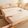 FCLDESHOP Standard Fitted Sheet,Soft Comfortable Cotton Washed Cotton Deep Pocket Fitted Sheet,Bedroom Homestay Solid Mattress Protector,Beige,150 * 200cm+15cm view 1