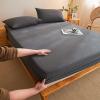 FCLDESHOP Mattress Cover Stretches,Soft Comfortable Cotton Washed Cotton Deep Pocket Fitted Sheet,Bedroom Homestay Solid Mattress Protector,Grey A,180 * 200cm+15cm view 1