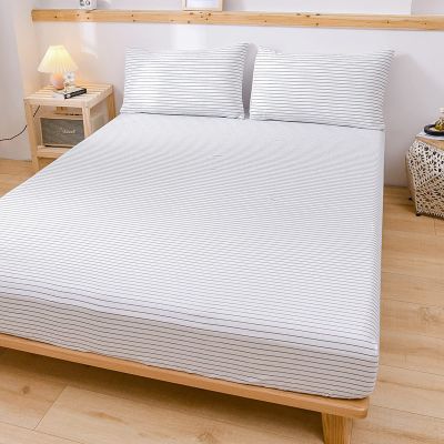 FCLDESHOP Queen Fitted Sheet,Soft Comfortable Cotton Washed Cotton Deep Pocket Fitted Sheet,Bedroom Homestay Solid Mattress Protector,White,150 * 200cm+15cm