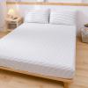 FCLDESHOP Queen Fitted Sheet,Soft Comfortable Cotton Washed Cotton Deep Pocket Fitted Sheet,Bedroom Homestay Solid Mattress Protector,White,150 * 200cm+15cm view 1