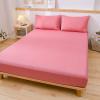 FCLDESHOP Deep Pocket Mattress Topper,Soft Comfortable Cotton Washed Cotton Deep Pocket Fitted Sheet,Bedroom Homestay Solid Mattress Protector,Rose Red,150 * 200cm+25cm view 1