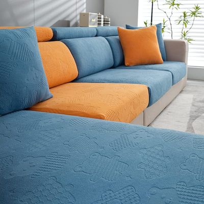 GORHLady Stretch Sofa Slipcover Sofa Seat Cover, Corner L Shape Couch Slipcover Replacement, Jacquard Protector for Separate Cushion Little Bear Pattern Backrestcover-S Lakeblue