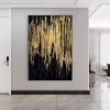 Abstract Canvas Painting Black Gold Painting Picture Modern Wall Art Home Decor Abstract Art For Living Room Decor 35x57inch/90x145cm With Golden Frame view 2