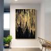 Abstract Canvas Painting Black Gold Painting Picture Modern Wall Art Home Decor Abstract Art For Living Room Decor 35x57inch/90x145cm With Golden Frame view 4