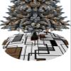 48 Inches Christmas Tree Skirt, Modern Nordic Geometric Tree Skirt for Xmas Holiday Merry Christmas Party Decorations Abstract Art Farmhouse Brown Xmas Tree Mat Ornaments view 1