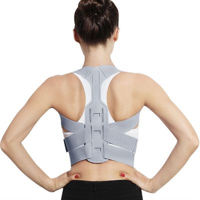 Brace Support Belt Women Adjustable Upper Back Posture Corrector Neck Clavicle Spine Shoulder Back Lumbar Support Belt Corset Hunchback Correction (Color : Gray, Size : Large)