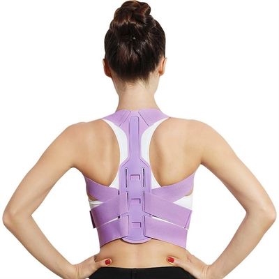 Brace Support Belt Women Adjustable Upper Back Posture Corrector Neck Clavicle Spine Shoulder Back Lumbar Support Belt Corset Hunchback Correction (Color : Purple, Size : Medium)