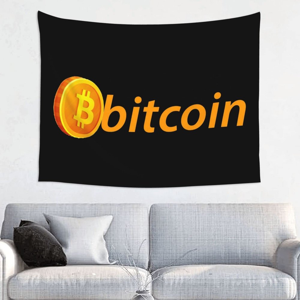 Rqwaaed Bitcoin Logo Bitcoin Sign Tapestry Perfectly Embellishes The Wall 29x37in