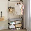 Storage Display Stand Home Coat Rack Stand Clothes Rack Stand, with Bench, 8 Hooks Load Bearing, Hallway Entryway Closet Bedroom Office for Hang Clothes Hat Handbag Umbrella Scarfs Shoe Storage ( Colo view 2