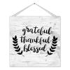 Decorative Wooden Sign Grateful Thankful Blessed Motivational Wood Plank Hanging Plaque with Sayings Quote Wooden Wall Hanging Door Sign Farmhouse Wall Decor for Porch Kitchen 12in view 1