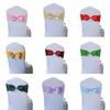 SENQIAN Pack of 50 Black Double Bow Chair Sashes Spandex Stretch Chair Bands Elastic Chair Ties for Romantic Wedding Party Birthday Reception Hotel Banquet Chair Cover Decoration view 3