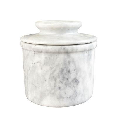 Daszui Marble Butter Can,Counter Top Natural White Marble Butter Storage Tank With Waterline,French Butter Jars,For The Storage of Kitchenware.