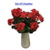 Silk Artificial Fake Geraniums Flowers Bush Realistic for Outdoor Planters, Cemetery Graves & Memorials- Arrangements (4, Red) view 2