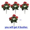 Silk Artificial Fake Geraniums Flowers Bush Realistic for Outdoor Planters, Cemetery Graves & Memorials- Arrangements (4, Red) view 3