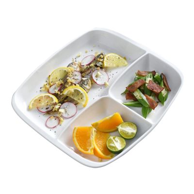 Weight Management Tableware - Porton Control Plate 10 Inch | Square White Divided Porcelain Dinner Plates for Adults - My plate Diet Plate 1 Piece