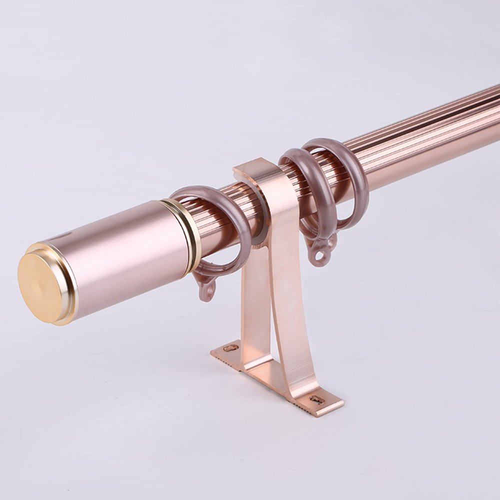 Surprecision Curtain Rods for Windows 2 Pcs Aluminum Thickness 1.3mm Heavy Duty Extension Curtain Rod Anti-noise Decorative Curtain Rod Set for Living room, Bedroom, Bathroom (2.6m/8.53ft, Rose Gold)