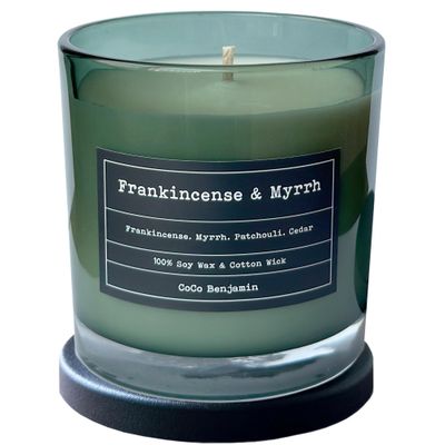 100% Soy, Highly Scented, Hand Poured Soy Candle, Frankincense & Myrrh (Cotton Wick)