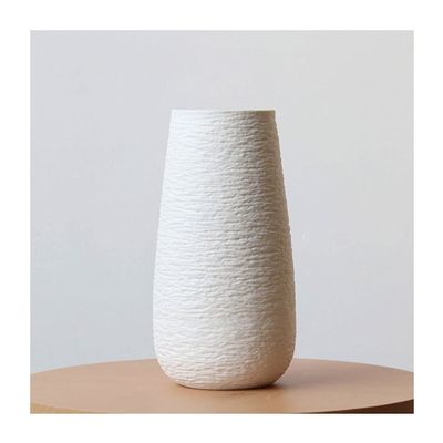 HASMI Dry Flower Arrangement Simple and Modern White Ceramic Vase with Bump Texture Nordic Style Dining Table Bedroom Vase with Dried Flowers and Floral Decoration Flower Vase