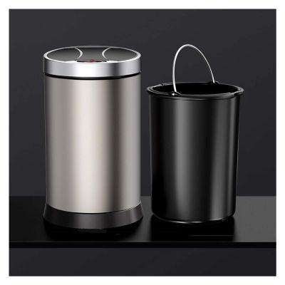 HASMI Garbage Can Smart Induction Trash Can Household Waterproof Trash Can with Lid for Kitchen and Bathroom Stainless Steel Living Room Automatic Touchless Trash Can Trash Bin (Size : 8L)