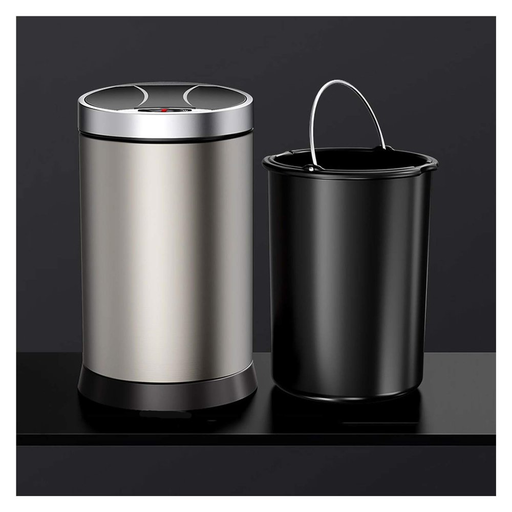 HASMI Garbage Can Smart Induction Trash Can Household Waterproof Trash Can with Lid for Kitchen and Bathroom Stainless Steel Living Room Automatic Touchless Trash Can Trash Bin (Size : 8L)
