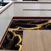 Kewadony 2 Piece Kitchen Rugs Set, Black Gold Marble Kitchen Rugs and Mats Non Skid Washable, Ink Modern Abstract Art Absorbent Floor Mat for Sink/Hallway/Laundry, 23.6"x35.4"+23.6"x70.9" view 2