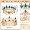 MTLEE 2 Pcs Prom King and Queen Crowns for Men Women King Queen Crowns Tiara with Rhinestone for Wedding Birthday Grad(Green Gold, Green Style) view 2