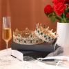 MTLEE 2 Pcs Prom King and Queen Crowns for Men Women King Queen Crowns Tiara with Rhinestone for Wedding Birthday Grad(Green Gold, Green Style) view 3