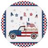 Round Area Rugs 3.3 FT Diameter for Kids Room Independence Day Trcuk with America Flag Plaid Decorative Rug Carpet Floor Mat Yoga Mat for Boys Girls Playroom Home Decor view 2