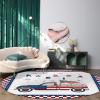 Round Area Rugs 3.3 FT Diameter for Kids Room Independence Day Trcuk with America Flag Plaid Decorative Rug Carpet Floor Mat Yoga Mat for Boys Girls Playroom Home Decor view 3
