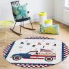 Round Area Rugs 3.3 FT Diameter for Kids Room Independence Day Trcuk with America Flag Plaid Decorative Rug Carpet Floor Mat Yoga Mat for Boys Girls Playroom Home Decor view 4