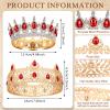MTLEE 2 Pcs Prom King and Queen Crowns for Men Women King Queen Crowns Tiara with Rhinestone for Wedding Birthday Grad(Red Gold, Red Style) view 2