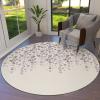 Round Area Rugs 3.3 FT Diameter for Kids Room Flower Purple Grey Cherry Blossoms Cotton Linen Background Decorative Rug Carpet Floor Mat Yoga Mat for Boys Girls Playroom Home Decor view 1