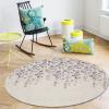Round Area Rugs 3.3 FT Diameter for Kids Room Flower Purple Grey Cherry Blossoms Cotton Linen Background Decorative Rug Carpet Floor Mat Yoga Mat for Boys Girls Playroom Home Decor view 4