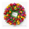 TEMKIN Simulation Tulip Wreath Home Decoration Wreath Door Hanging Holiday Decoration Rattan Ring Wall Hanging view 2