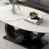 Side Table Coffee Table with Metal Base for Living Room,Oval Center Table, Sturdy Modern Tea Table, Sofa Cocktail Table for Kitchen,Balcony,Office ,Meeting Room, Easy Assembly Coffee Table for Living view 4