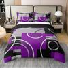 100% Cotton Abstract Stripes Swirls Duvet Cover Modern Purple White Comforter Cover Geometric Circles Lines Bedding Set Chic Black Grey Bed Sets Graphic Simple Style Quilt Cover With Zipper,King view 1
