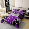 100% Cotton Abstract Stripes Swirls Duvet Cover Modern Purple White Comforter Cover Geometric Circles Lines Bedding Set Chic Black Grey Bed Sets Graphic Simple Style Quilt Cover With Zipper,King view 2