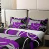 100% Cotton Abstract Stripes Swirls Duvet Cover Modern Purple White Comforter Cover Geometric Circles Lines Bedding Set Chic Black Grey Bed Sets Graphic Simple Style Quilt Cover With Zipper,King view 4