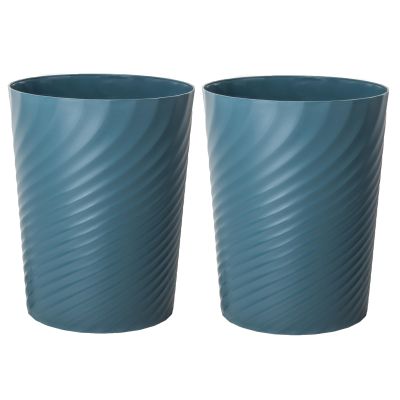 Plastic Small Bathroom Trash Can Wastebasket Garbage, Bluish Green, 2 Pack