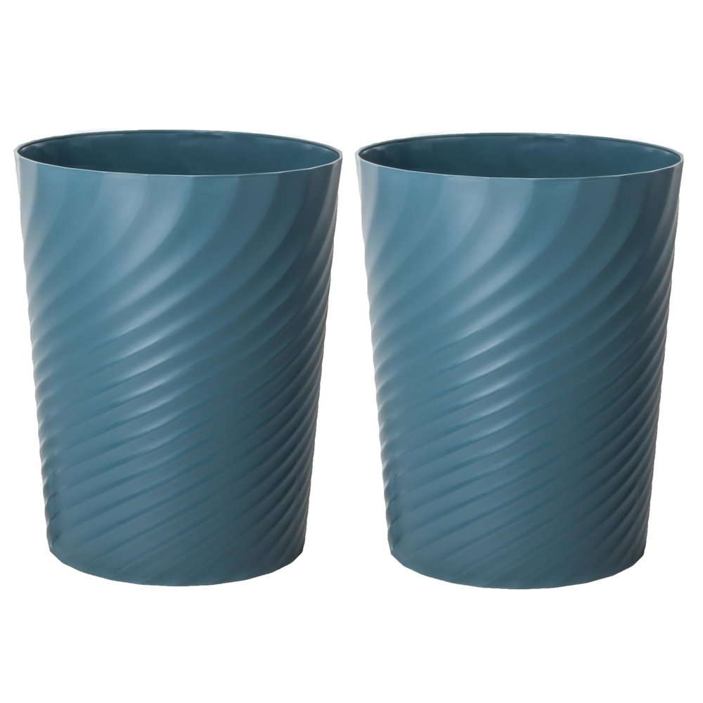 Plastic Small Bathroom Trash Can Wastebasket Garbage, Bluish Green, 2 Pack