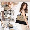 YOOLIFE Birthday Gifts for Women - Gifts for Women Teacher, B Initial Tote Bag Gift for Friend Sister Mom Birthday Graduation Gift for Her Wife, Jute Initial Beach Tote Bag view 2