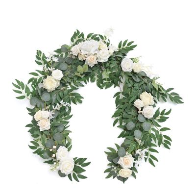 TEMKIN Wedding Simulation Table Flower Decoration Birthday Banquet Table Long Rattan Arrangement Shopping mall Window Vine Trailing Flower (Color : White, Size : 1)