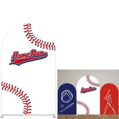 afoloa Baseball Party Decorations Arch Backdrop Covers Sports Homerun Arched Stand Fabric Cover for Boys Birthday Party Favors(2.5x6ft)