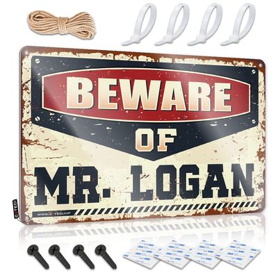 Bar Signs for Home Bar Decor Beware of Mr. Logan Tin Sign Funny Kitchen Decor Porch Decor (Size : 30X40CM)