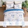 Anibedding Botanical Quilt Set Twin, 2 Pieces Reversible Elegant Blue Leaves Pattern Bedspread Coverlet Soft Microfiber Bed Cover for All Season(68"86") view 2