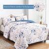 Anibedding Botanical Quilt Set Twin, 2 Pieces Reversible Elegant Blue Leaves Pattern Bedspread Coverlet Soft Microfiber Bed Cover for All Season(68"86") view 3